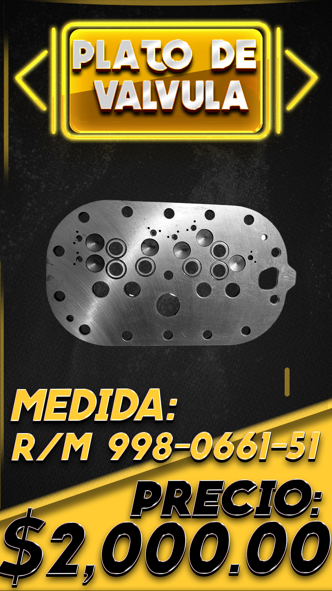 Plato de válvula, R/M 998-0661-51